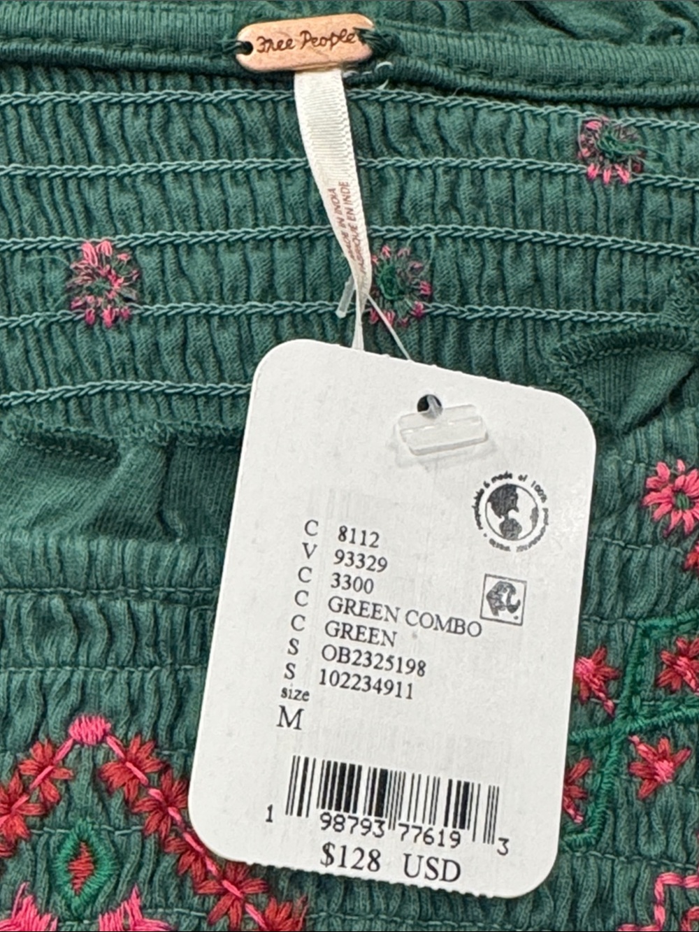 Free People Teal Embroidered Ruffle-Hem Pullover - Picture 5 of 5